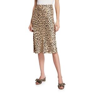 Bardot brown leopard cheetah print lightweight midi y2k skirt size 8 M